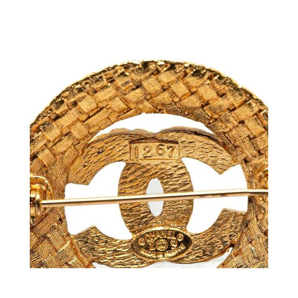 Pre Loved Chanel Woven CC Brooch Gold Women Brooches - Picture 4 of 5